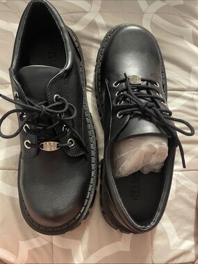 dELiA*s Black Lace-Up Chunky Mules